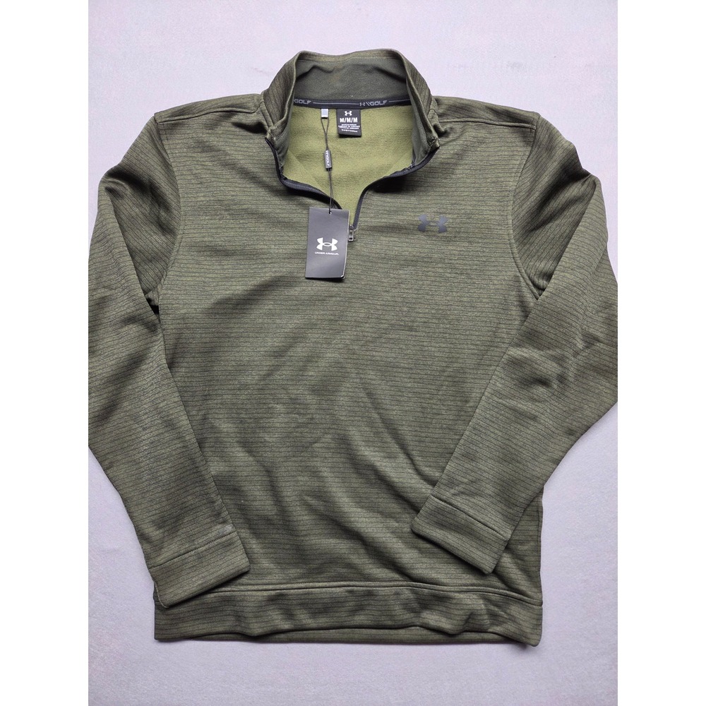 Under Armour Golf Storm SweaterFleece 1/4 Zip Pullover Mens Medium Green 1373674